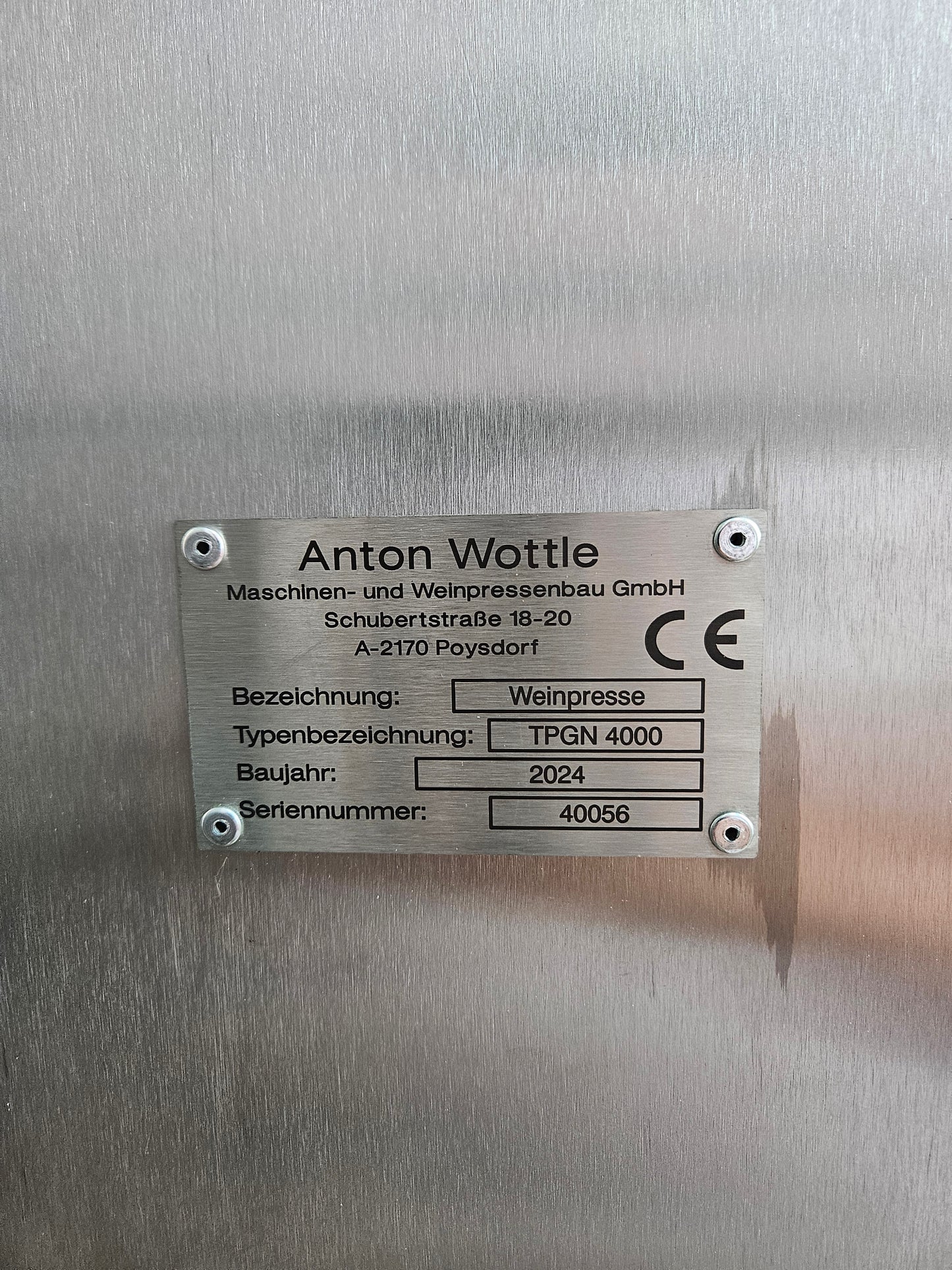 WOTTLE TPGN 4000 Weinpresse, AUSSTELLUNGSMASCHINE, BJ 2024